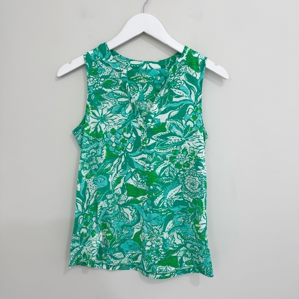 Lilly Pulitzer NWT Dev Knit Tank in Botanical Green Safari Sangria - Picture 4 of 9